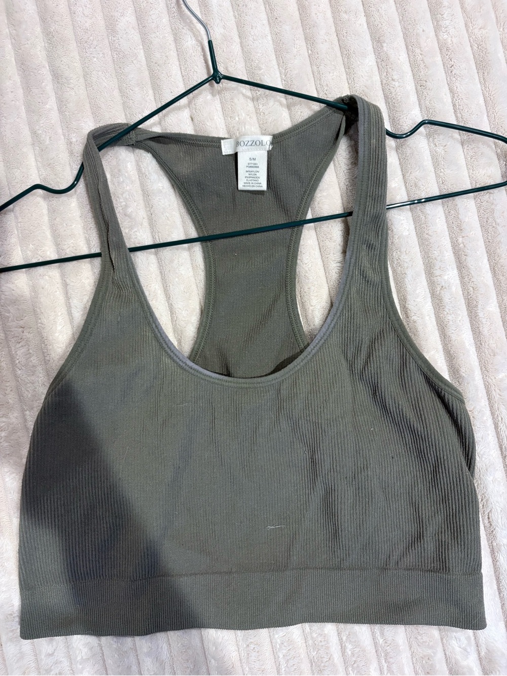 Rozzoli Ribbed Racerback Bralette - Olive Green